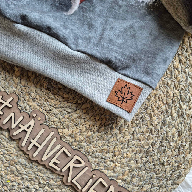 Kunstlederlabel - Herbstblatt Mini
