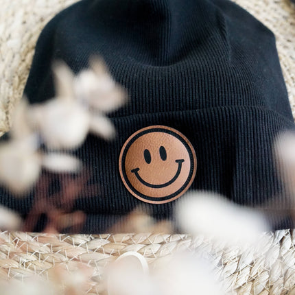 Kunstlederlabel - Smile rund