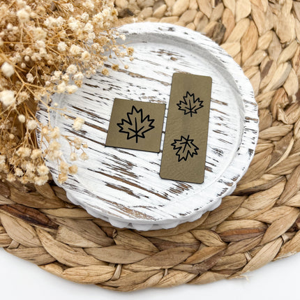 Kunstlederlabel - Set Herbstblatt