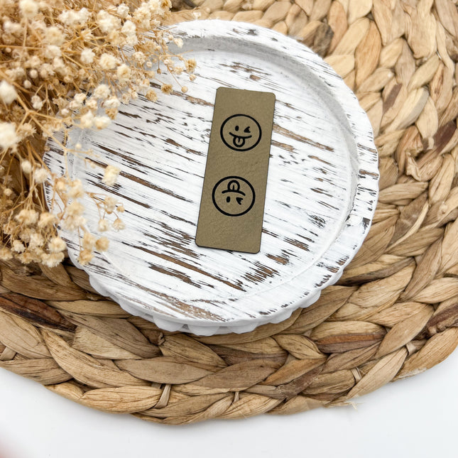 Kunstlederlabel - Knick Smile frech