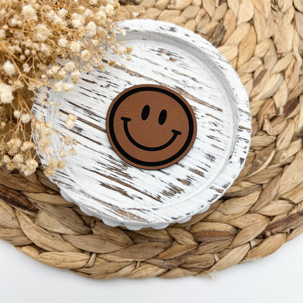 Kunstlederlabel - Smile rund