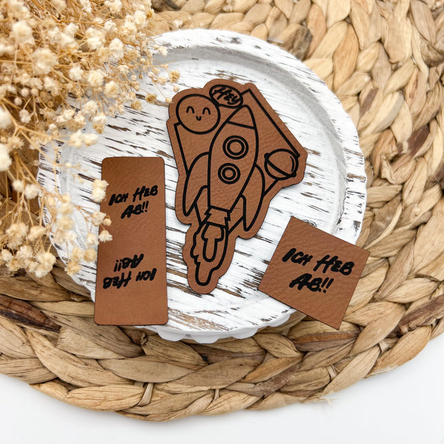 Kunstlederlabel - Set Rakete