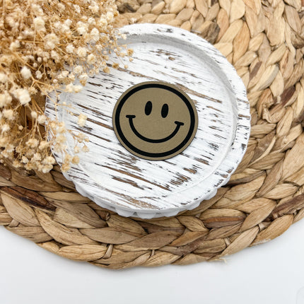 Kunstlederlabel - Smile rund