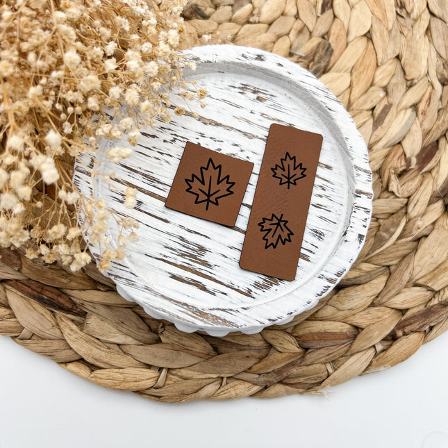Kunstlederlabel - Set Herbstblatt