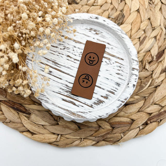 Kunstlederlabel - Knick Smile frech