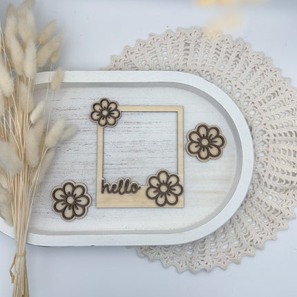 Polaroid Rahmen 3D - Hello + 2 Stk. 3D Blumen