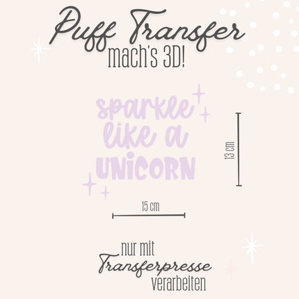 Puff Transfer - sparkle like a unicorn zartrosa