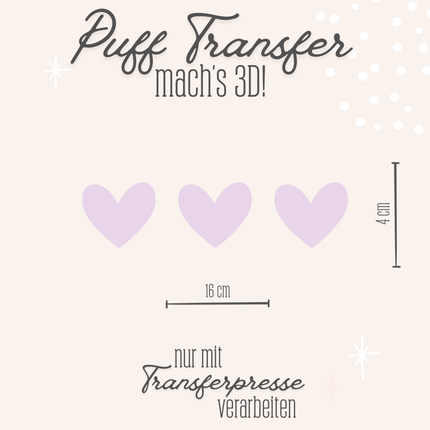 Puff Transfer - 3er Reihe Herz zartrosa