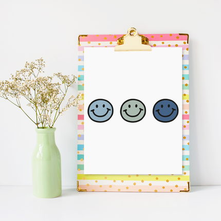 3er Reihe happy face blau