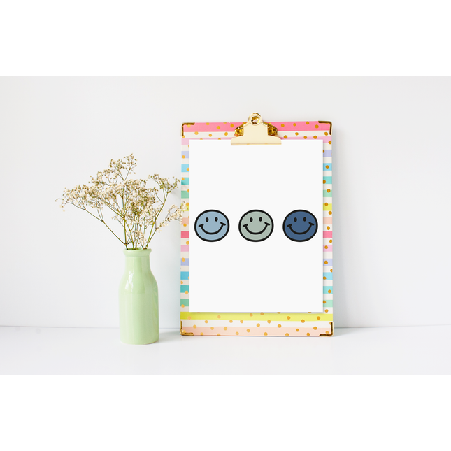 3er Reihe happy face blau