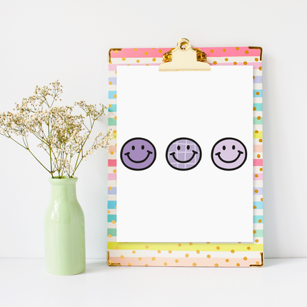 3er Reihe happy face Lila Grid